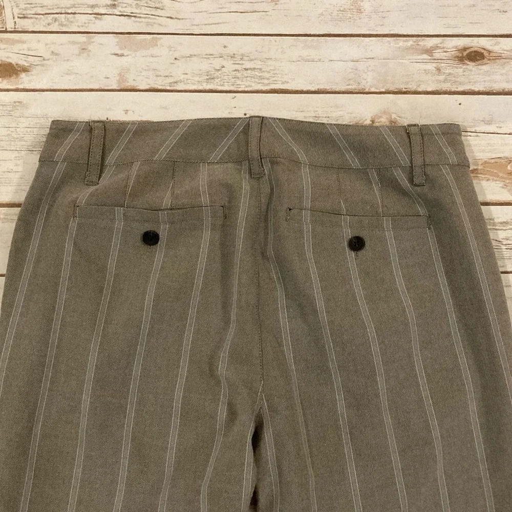 PAIGE Stafford Tapered Pinstripe Trousers Oyster Shell Size 31